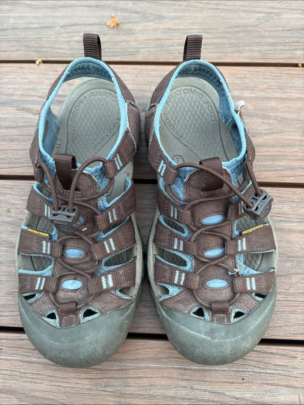 Keen Brown and Light Blue Closed-Toe Outdoor Sandals